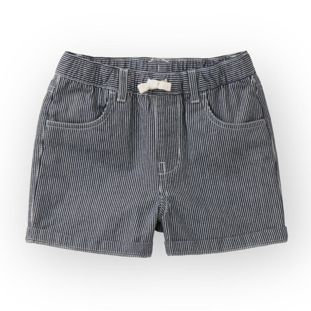 Tea Collection NWT Tie Waist Roll Cuff Shorts. Striped. Dark Wash. Size 2